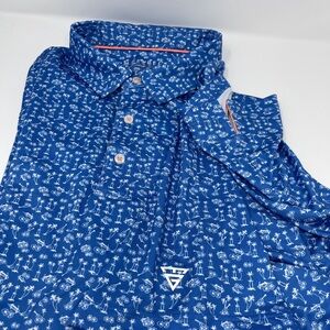 Maelreg Tropical Patterned Blue Polo Shirt